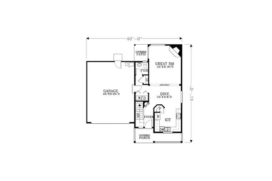 Floor Plan - Main Floor for Craftsman House Plan #53-502 - 3 bed, 2.5 bath
