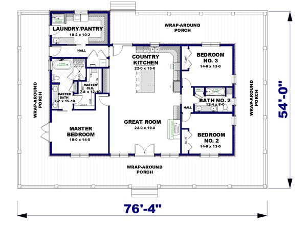 Country Floor Plan - Main Floor Plan #44-266