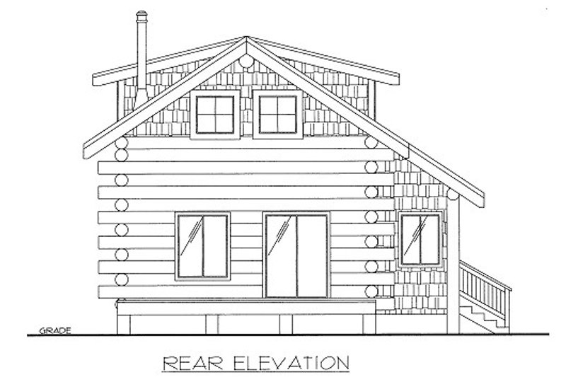 Home Plan - Exterior - Rear Elevation for Log House Plan #117-595, 1 bath