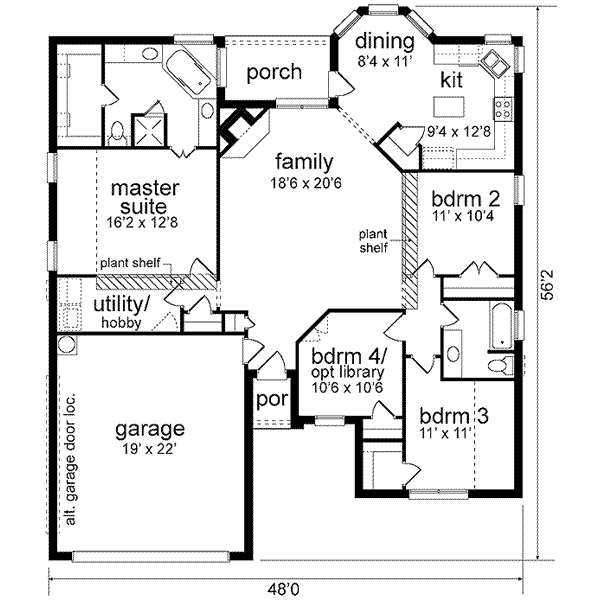 House Plan Design - Southern Floor Plan - Main Floor Plan #84-227