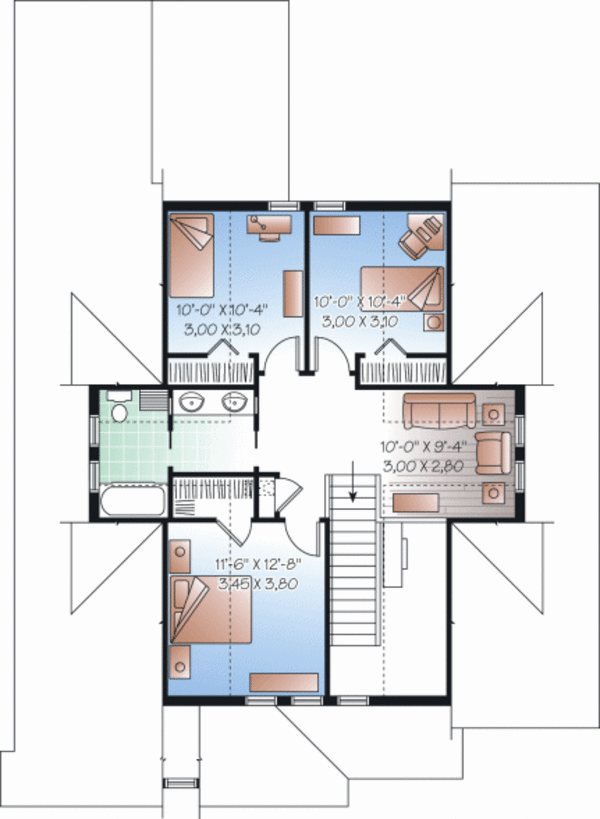 House Design - Country Floor Plan - Upper Floor Plan #23-2243