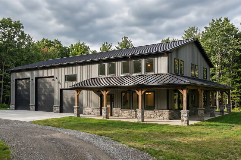 Home Plan - Exterior - Front Elevation 4 for Barndominium House Plan #1084-8 - 3 bed, 2.5 bath