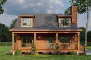 Exterior - Front Elevation 3 for Cabin House Plan #923-360 - 2 bed, 2 bath