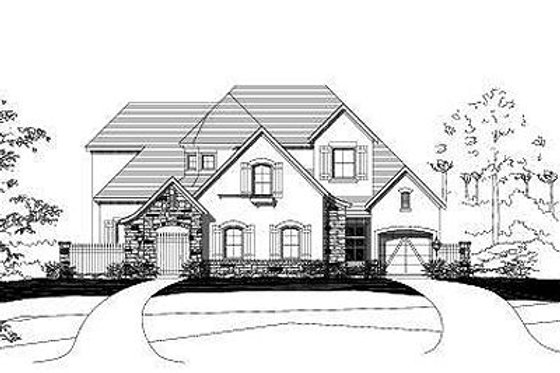 Exterior - Front Elevation for European House Plan #411-820 - 4 bed, 3.5 bath