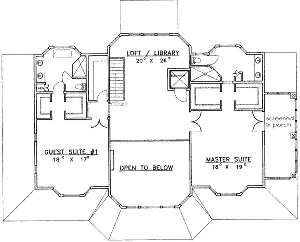House Design - Traditional Floor Plan - Upper Floor Plan #117-434