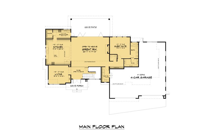 House Blueprint - Floor Plan - Main Floor for Contemporary House Plan #1066-196 - 4 bed, 5.5 bath