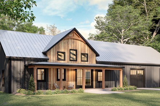 Exterior - Rear Elevation for Barndominium House Plan #44-296 - 3 bed, 2 bath