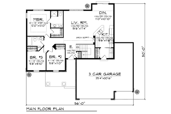 Craftsman style house plan, main level floor plan