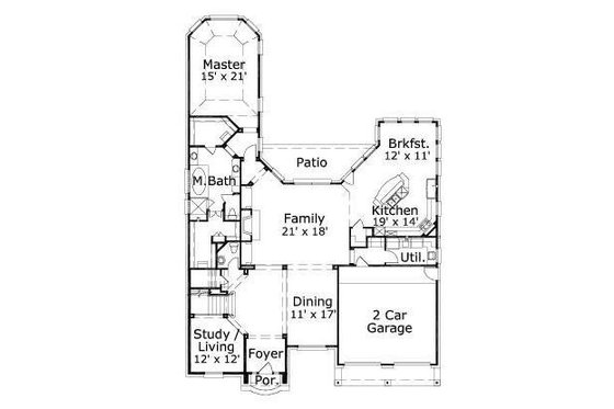 Floor Plan - Main Floor for European House Plan #411-313 - 4 bed, 3.5 bath