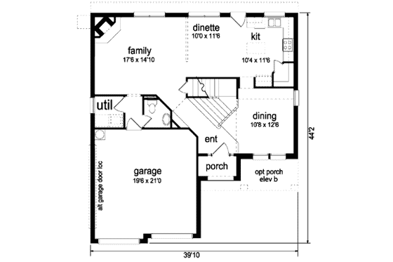 Floor Plan - Main Floor for Traditional House Plan #84-362 - 4 bed, 2.5 bath
