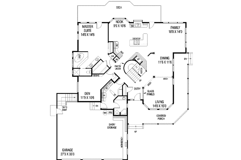 Home Plan - Floor Plan - Main Floor for Traditional House Plan #60-285 - 4 bed, 3 bath