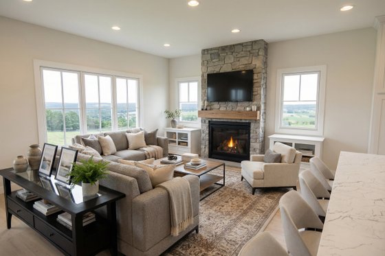 Interior - Family Room for Farmhouse House Plan #51-1518 - 4 bed, 2.5 bath