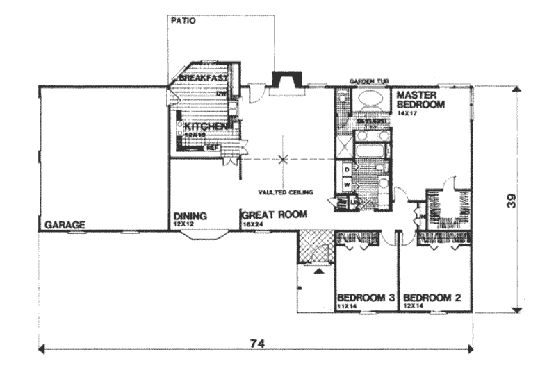 House Plan Design - Floor Plan - Main Floor for Ranch House Plan #30-147 - 3 bed, 2 bath