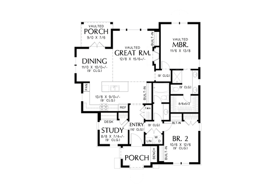 Floor Plan - Main Floor for Cottage House Plan #48-1047 - 2 bed, 2 bath