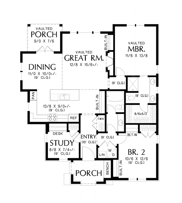 Cottage Floor Plan - Main Floor Plan #48-1047