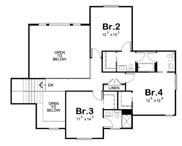 Architectural House Design - Floor Plan - Upper Floor for Modern House Plan #20-2663 - 4 bed, 4.5 bath