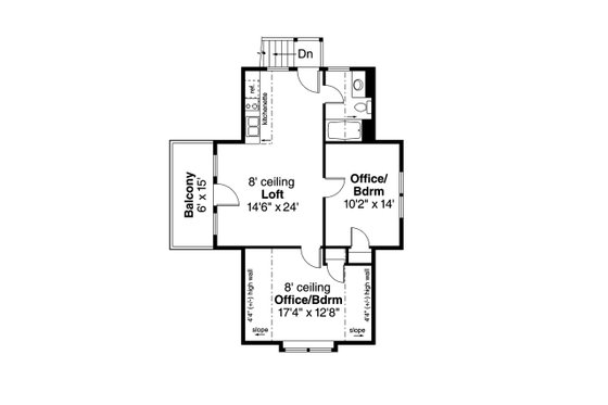 Floor Plan - Upper Floor for Craftsman House Plan #124-1270 - 2 bed, 1 bath