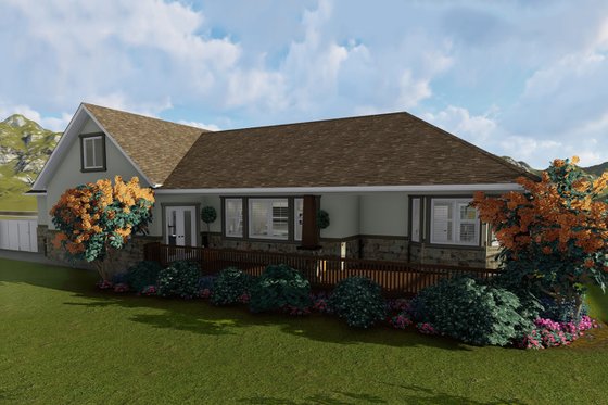Exterior - Rear Elevation 1 for Ranch House Plan #1060-2 - 2 bed, 2 bath
