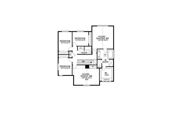 Floor Plan - Upper Floor for Craftsman House Plan #53-547 - 5 bed, 2.5 bath