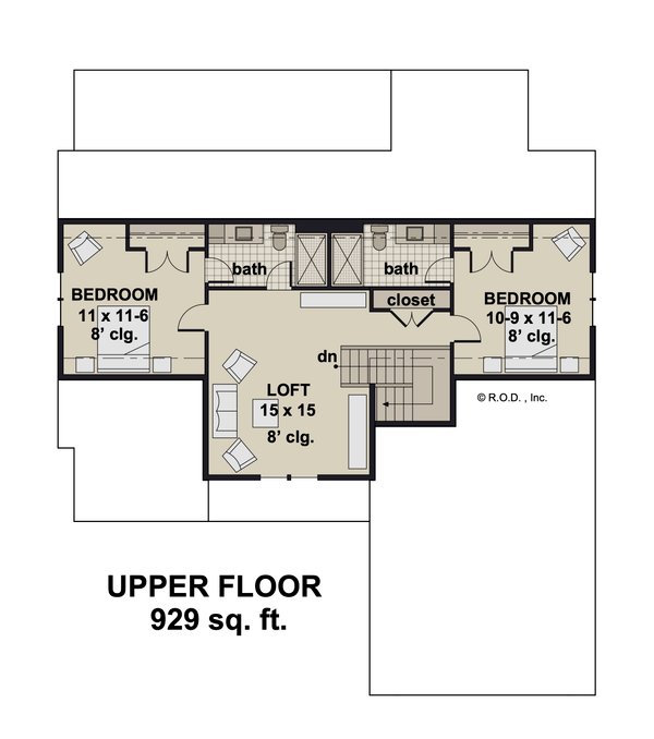 Craftsman Floor Plan - Upper Floor Plan #51-1300