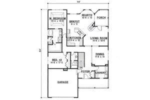 Floor Plan - Main Floor for Traditional House Plan #67-320 - 4 bed, 3 bath