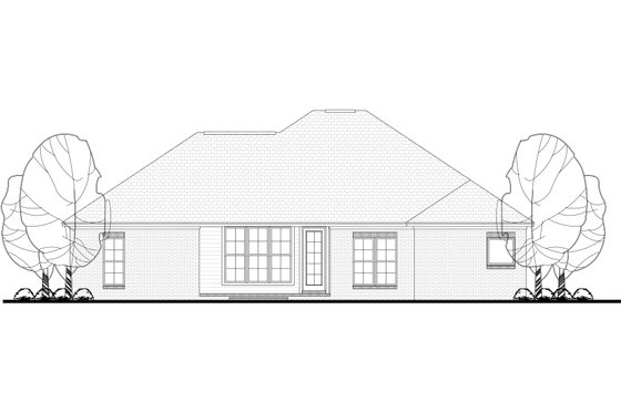 Exterior - Rear Elevation for Ranch House Plan #430-105 - 4 bed, 2 bath