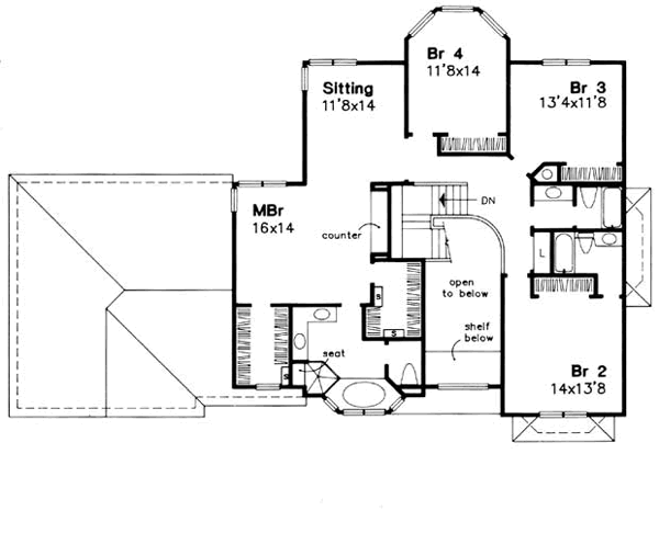 European Floor Plan - Upper Floor Plan #50-144