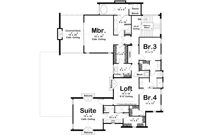 Dream House Plan - Floor Plan - Upper Floor for Beach House Plan #455-762 - 5 bed, 4 bath