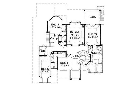 Floor Plan - Upper Floor for European House Plan #411-377 - 5 bed, 4.5 bath