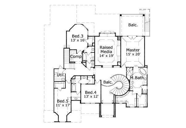 European Floor Plan - Upper Floor Plan #411-377
