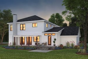 Exterior - Rear Elevation for Traditional House Plan #497-20 - 3 bed, 2.5 bath