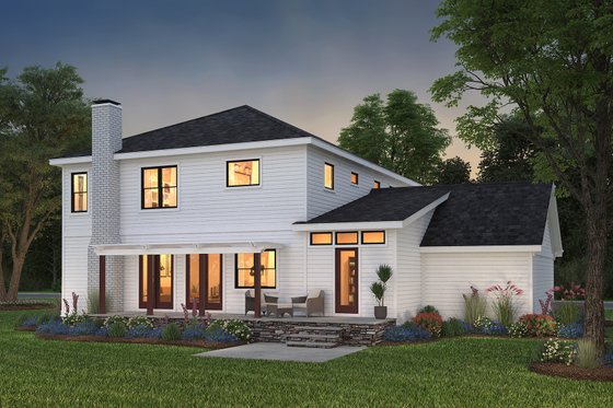 Exterior - Rear Elevation for Traditional House Plan #497-20 - 3 bed, 2.5 bath