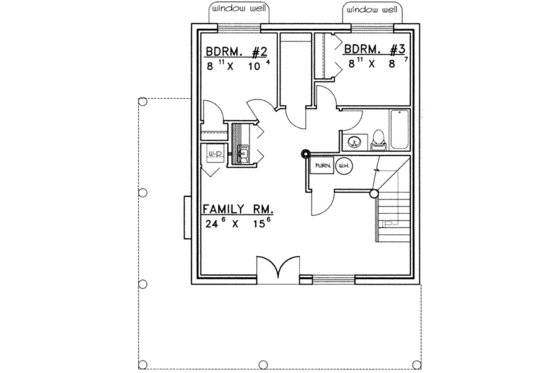Floor Plan - Lower Floor for Log House Plan #117-406 - 3 bed, 3 bath
