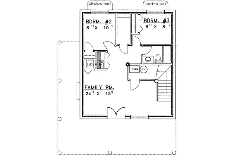 Home Plan - Floor Plan - Lower Floor for Log House Plan #117-406 - 3 bed, 3 bath