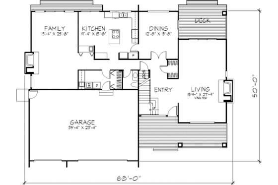 Floor Plan - Main Floor for Bungalow House Plan #320-313 - 3 bed, 2.5 bath