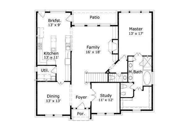 Colonial Floor Plan - Main Floor Plan #411-346