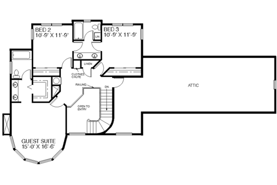 Floor Plan - Upper Floor for Traditional House Plan #60-199 - 4 bed, 3.5 bath