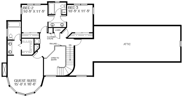 Traditional Floor Plan - Upper Floor Plan #60-199