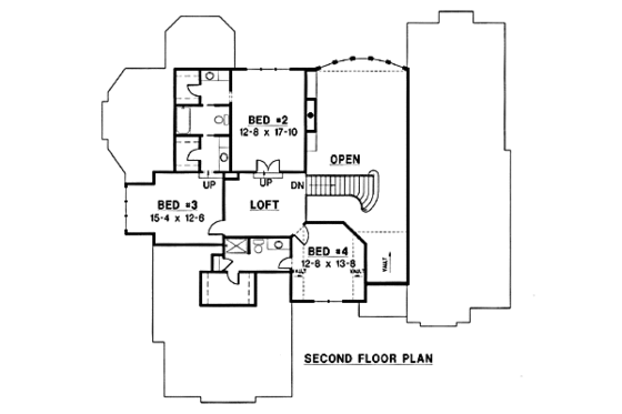 Floor Plan - Upper Floor for European House Plan #67-206 - 4 bed, 4 bath