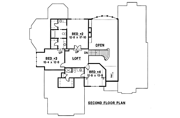 European Floor Plan - Upper Floor Plan #67-206