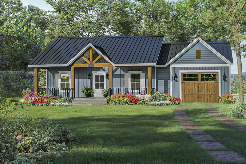 Country Style House Plan - 1 Beds 1.5 Baths 964 Sq/Ft Plan #21-486