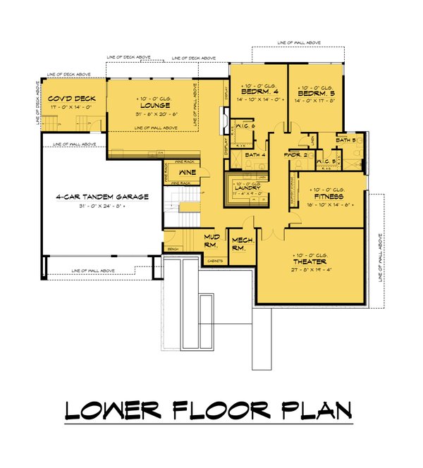 Architectural House Design - Modern Floor Plan - Lower Floor Plan #1066-232