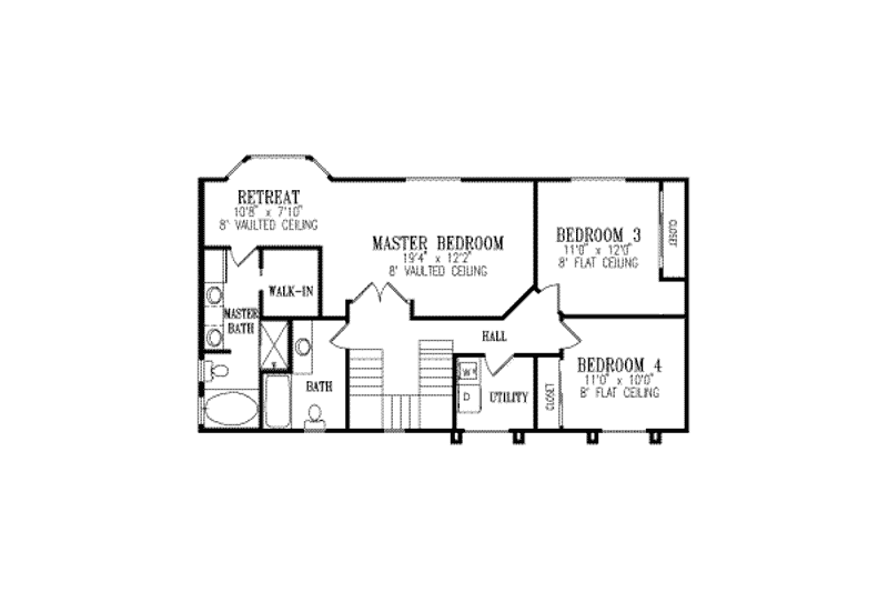 Dream House Plan - Floor Plan - Upper Floor for Adobe / Southwestern House Plan #1-440 - 4 bed, 3 bath