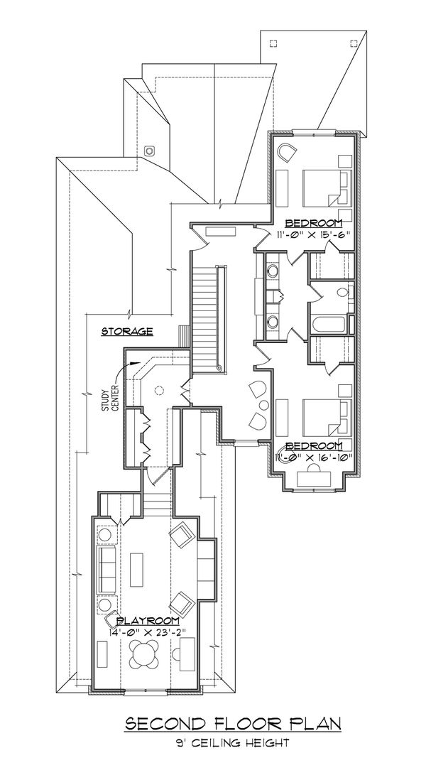 Traditional Floor Plan - Upper Floor Plan #1054-74