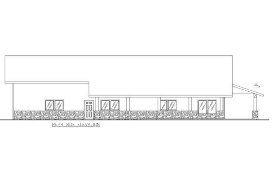 Exterior - Rear Elevation for Ranch House Plan #117-930 - 1 bed, 2 bath