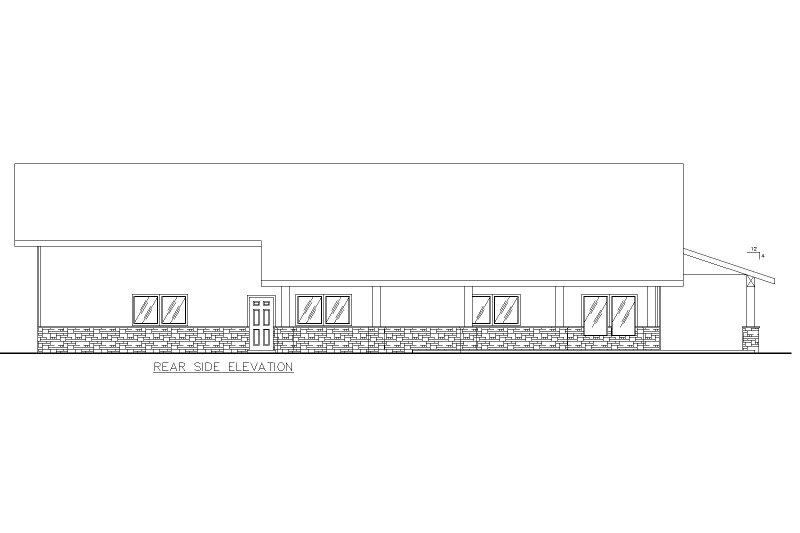 Architectural House Design - Exterior - Rear Elevation for Ranch House Plan #117-930 - 1 bed, 2 bath