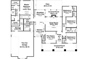 Floor Plan - Main Floor for Craftsman House Plan #21-309 - 4 bed, 2.5 bath
