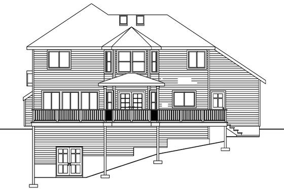 Exterior - Rear Elevation for Craftsman House Plan #124-557 - 3 bed, 2.5 bath