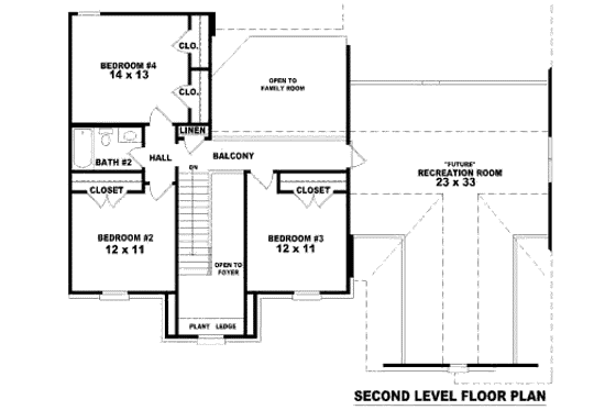 Floor Plan - Upper Floor for European House Plan #81-13725 - 4 bed, 2.5 bath