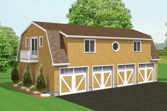 Exterior - Front Elevation for Barndominium House Plan #75-199, 0 bath